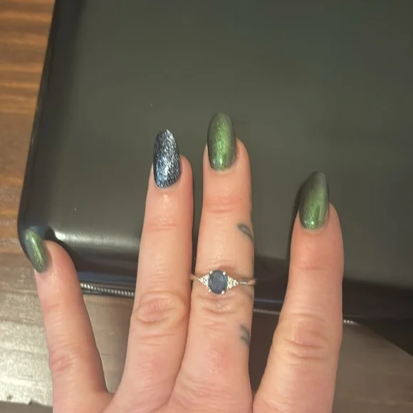 Sapphire (9/10 ct. t.w.) and Diamond Accent Ring in 14k White Gold - Picture 9 of 9